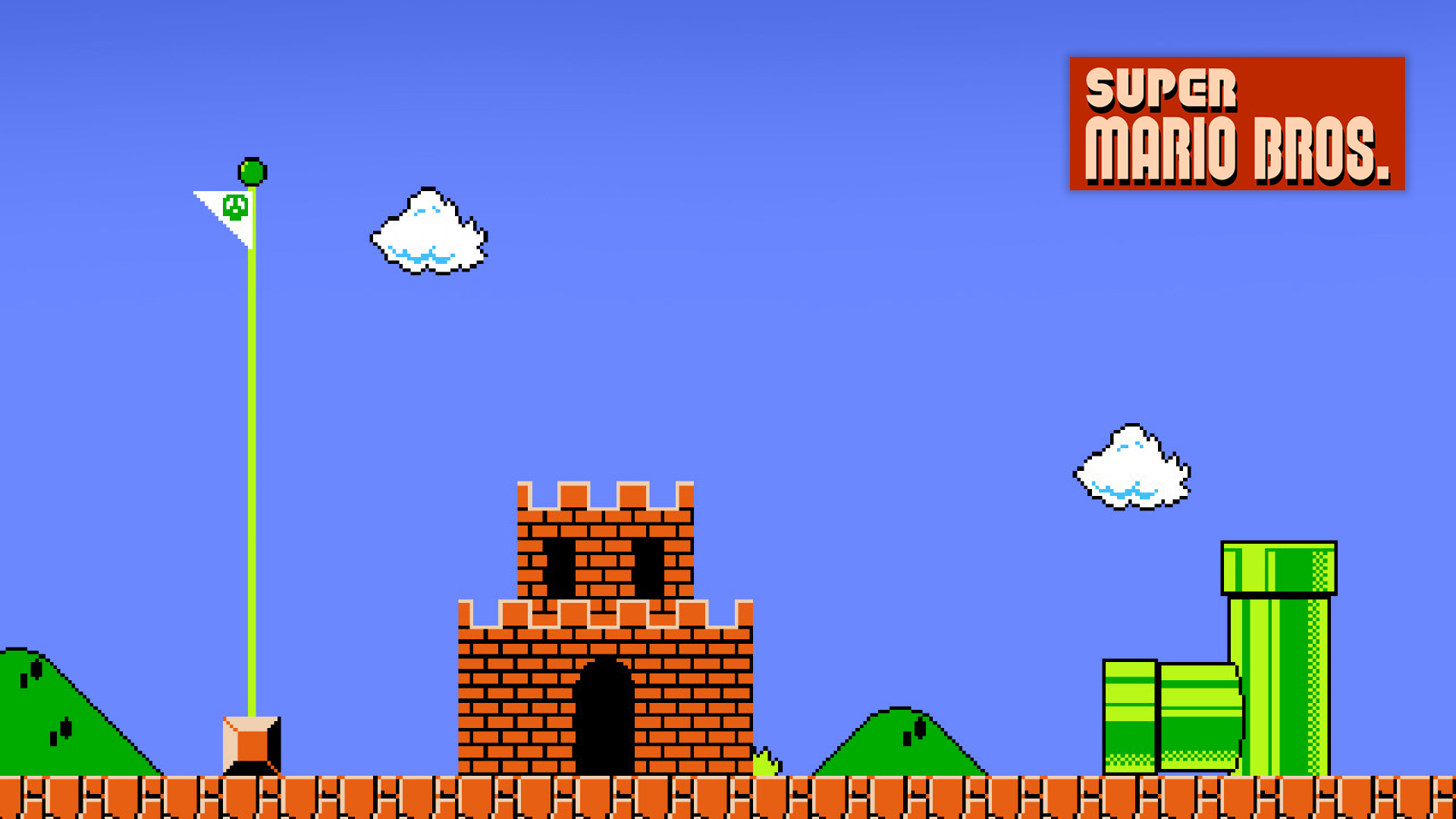 Super Mario Bros final de nivel. Fondo virtual gratuito para Zoom, Microsoft Teams, Skype, Google Meet, WebEx o cualquier otra aplicación compatible.