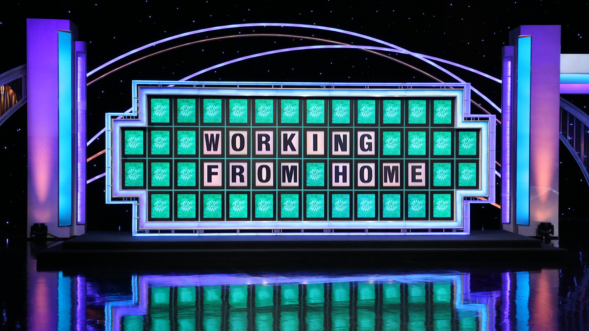 Wheel of Fortune puzzle board. Virtual background to use on Zoom, Microsoft Teams, Skype, Google Meet, WebEx or any other compatible app.