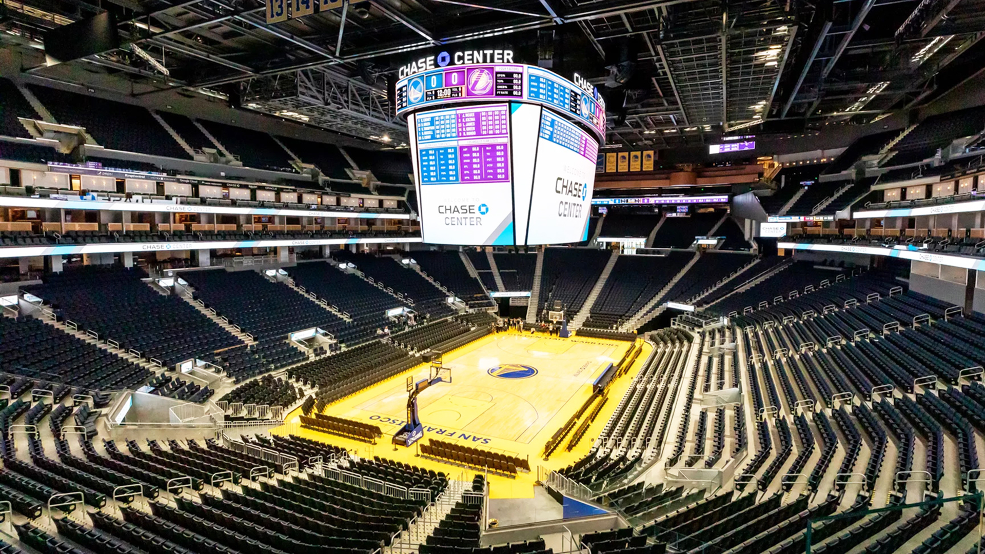 Chase Center Arena. Fondo virtual gratuito para Zoom, Microsoft Teams, Google Meet, WebEx o cualquier otra aplicación compatible.