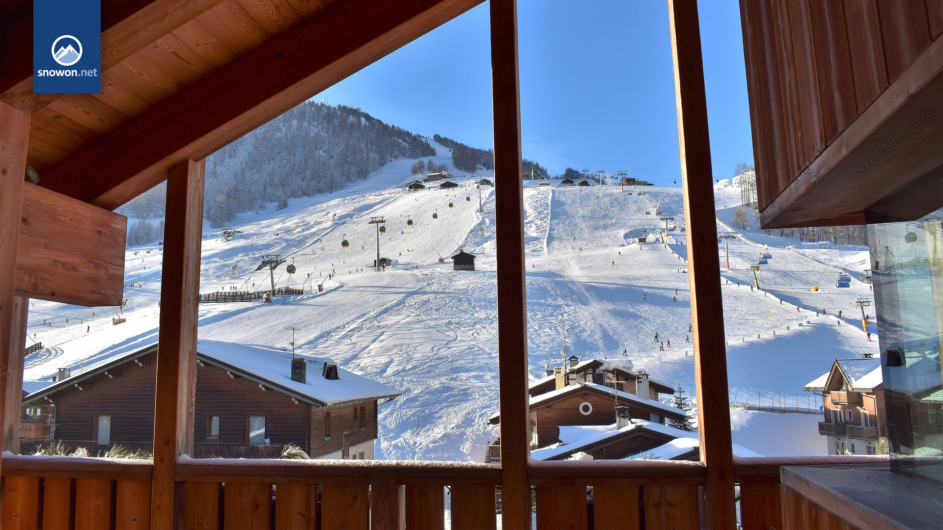 Ski resort view. Virtual background to use on Zoom, Microsoft Teams, Google Meet, WebEx or any other compatible app.