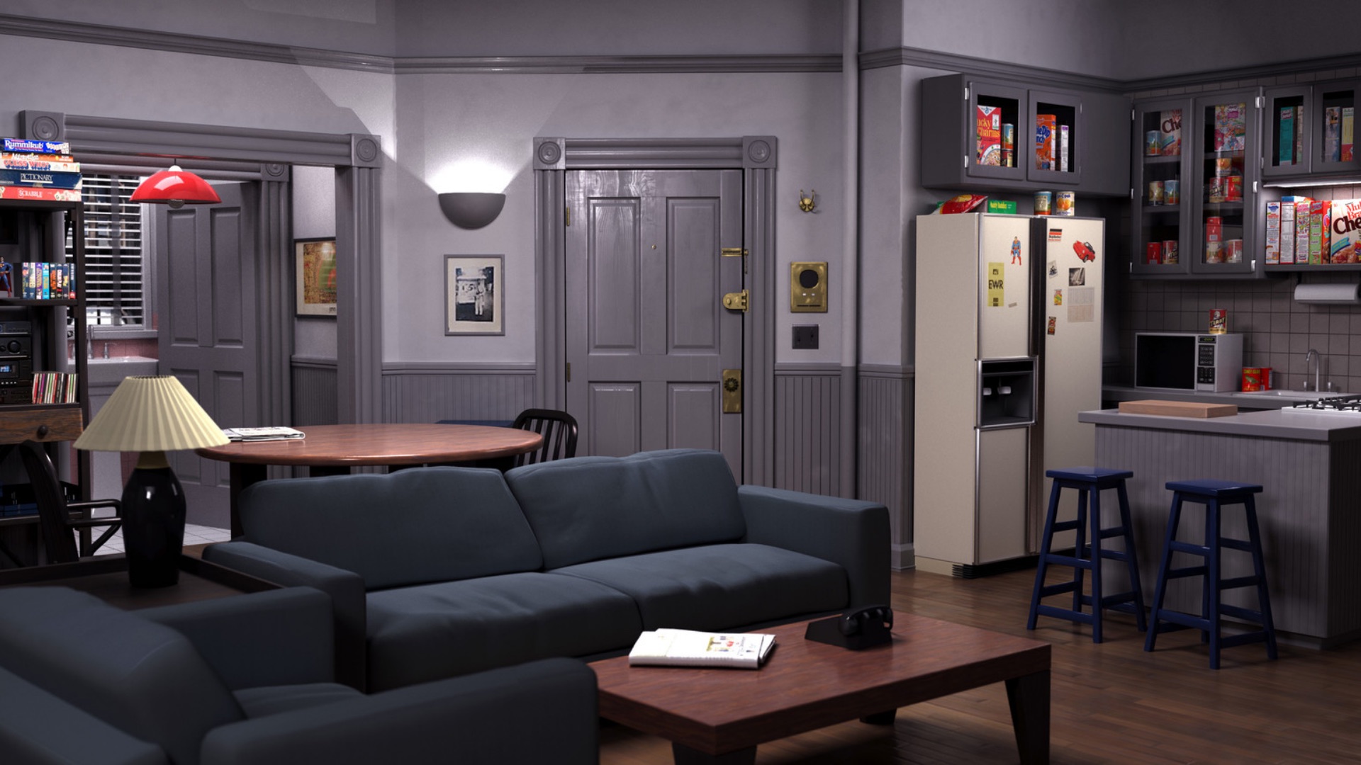 Seinfeld apartment. Virtual background to use on Zoom, Microsoft Teams, Skype, Google Meet, WebEx or any other compatible app.