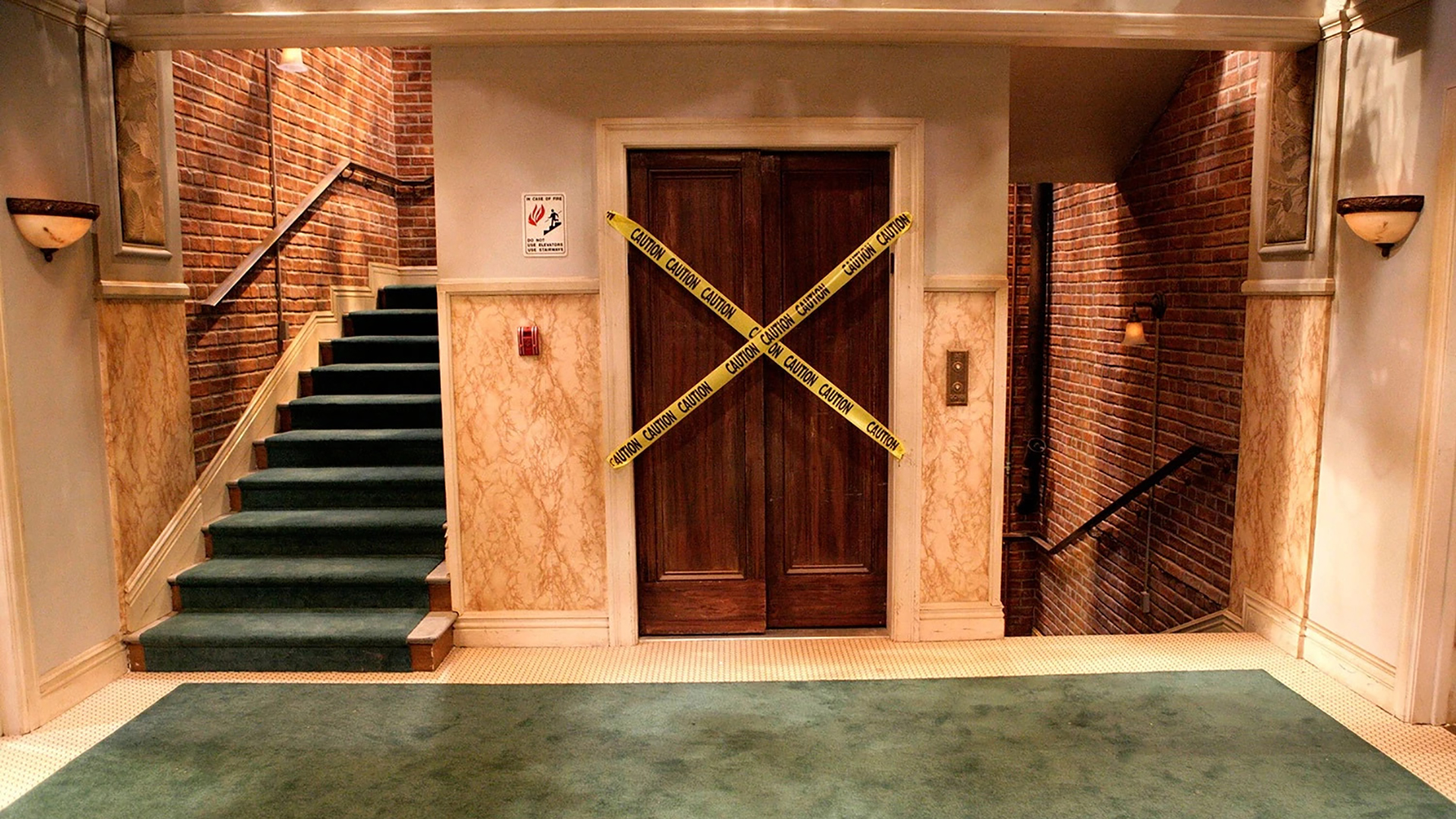 The Big Bang Theory elevator hall. Virtual background to use on Zoom, Microsoft Teams, Skype, Google Meet, WebEx or any other compatible app.